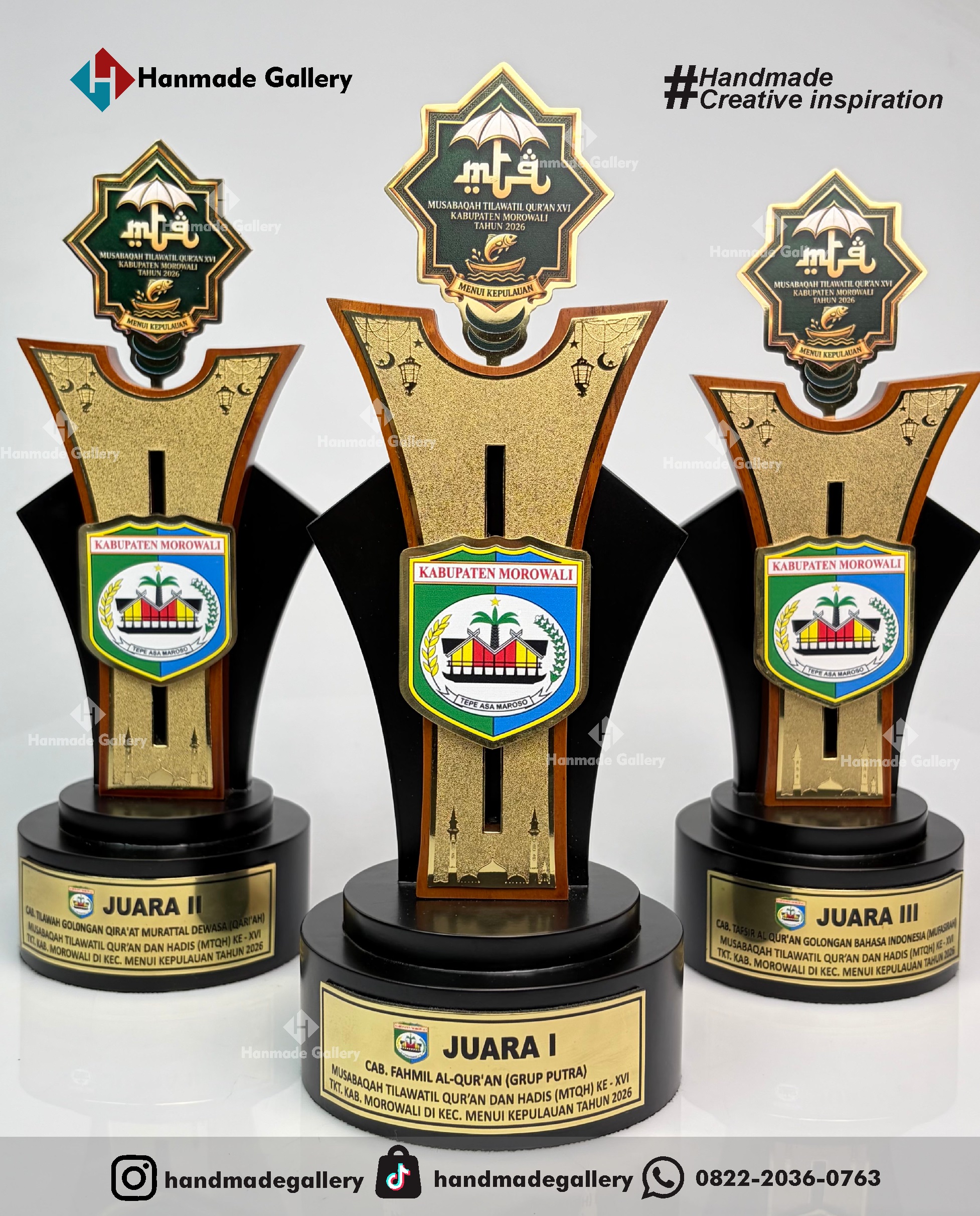 Pusat pembuatan plakat kayu, boxs kayu/beludru, plakat fiber/resin, medali, plakat wayang, plakat akrilik, piala dan souvenir wisuda. Untuk model dan bentuk bisa custom, dengan berbagai ukuran. Kami merupakan pengrajin langsung yang berdiri sejak tahun 1989, kami berpengalaman selama lebih dari 30 tahun dalam bidang pembuatan aneka plakat souvenir dan kerajinan.


Keuntungan dari kami:

-Free Disain

-Bergaransi

-Barang yang Berkualitas

-Pelayanan Cepat


NB:UNTUK INFORMASI PRODUK BISA KUNJUNGI WEB RESMI KAMI.

HARGA DIATAS BELUM TERMASUK BOXS EKLUSIF


Mohon konfirmasi sebelum melakukan pembelian.


#hargaplakatakrilik #plakatwisuda #plakatmurah #hargaplakatkayu #plakatharga #plakatmarmer #plakattimah #pialaacrylic #boxplakat #pembuatanplakat #plakatakrilikwisuda #hargapialaakrilik #buatplakat #plakatpiala #akrilikplakat #plakatseminar #plakatkuningan #plakatwedding #plakatakrilikharga #akrilikwisuda #plakatwisudaakrilik #plakatkayumurah #hargaplakatmurah #hargaplakatwisuda #plakatsouvenir #hargapembuatanplakat #